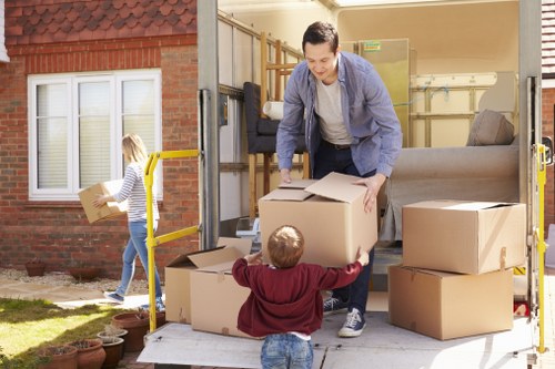 Team assessing moving risks before a removal job