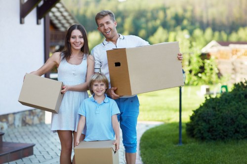 Packed moving boxes and household items ready for relocation