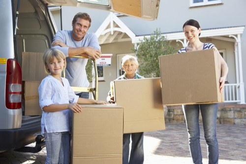 Secured furniture and parcels inside a moving van