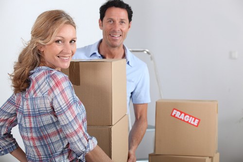 Packed boxes and furniture ready for a local Hampstead removal